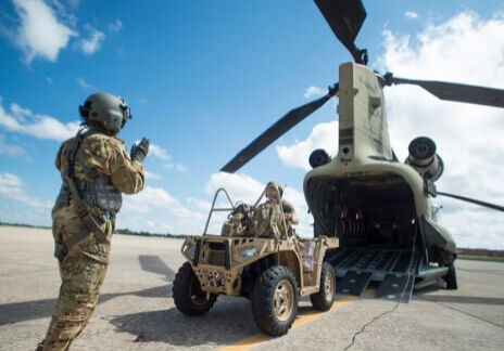 helicopter unloading a vehicle